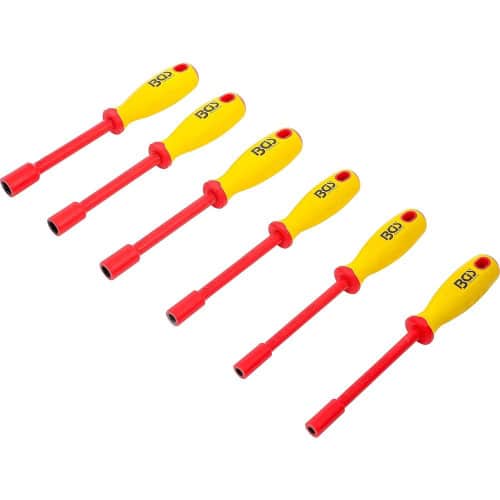 Jeu de Tournevis VDE à Douilles Six Pans 5,5-12 mm - 6 pcs - Isolation et Sécurité Électrique, Acier - D-Work