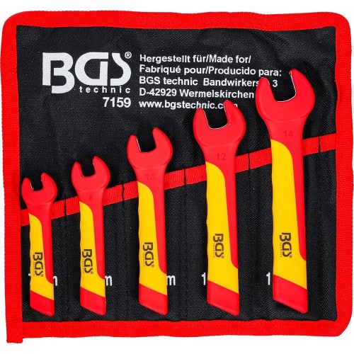 Clé à Fourche VDE 7-14 mm - Lot de 5 Pièces - Isolation Sécurisée et Précision Professionnelle - BGS