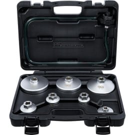 Jeu de Clés à Filtres Cloches 8 pièces - Tuyau de Vidange Inclus - Compatible VAG, BMW, Citroën, Peugeot, Ford, Mercedes-B - BGS