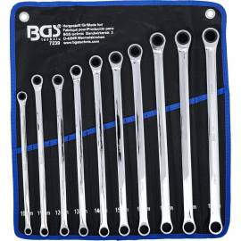 Jeu de Clés Polygonales à Cliquet Extra Longues 10 pièces 10-19 mm - Acier Résistant - Précision et Confort d Utilisation - BGS