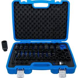Jeu de Douilles à Choc Six Pans 40 pcs 9-30 mm - 12,5 mm (1/2) - Acier Résistant et Pratique pour Mécanique - D-Work