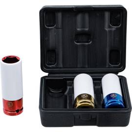 Jeu de Douilles de Puissance 12,5 mm (1/2) 17/19/21 mm - 3 pcs, Protection Intégrée - Acier - D-Work