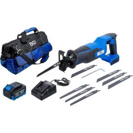 Jeu de Scie Sabre Sans Balais 18V - Batterie et Chargeur Rapide Inclus - Puissance et Mobilité Optimales - BGS
