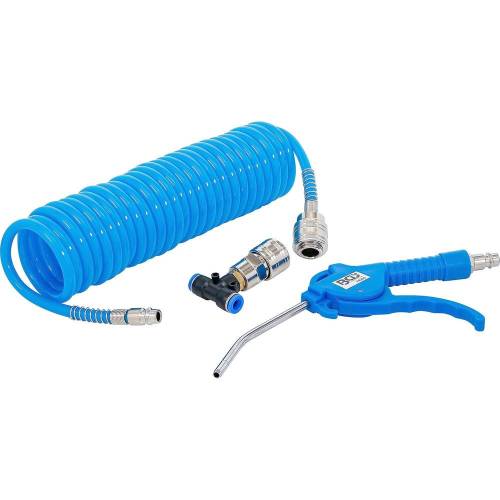 Soufflette d'Air Comprimé avec Tuyau Pneumatique en Spirale et Connecteur en T - 22,7 x 7,3 x 35,2 cm - Pratique - D-Work