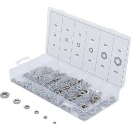 Assortiment d’Écrous Six Pans Acier Inoxydable 300 Pièces - Résistants et Durables - BGS
