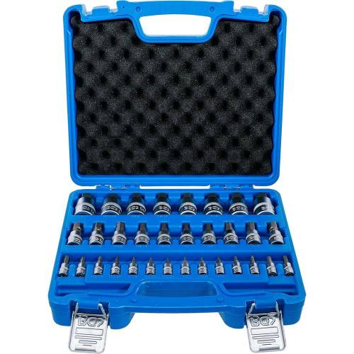 Jeu de Douilles à Embouts 32 pcs - 6,3 mm / 10 mm / 12,5 mm - Six Pans Femelle 2-19 mm, Mètriques et Pouces - Polyvalence - BGS