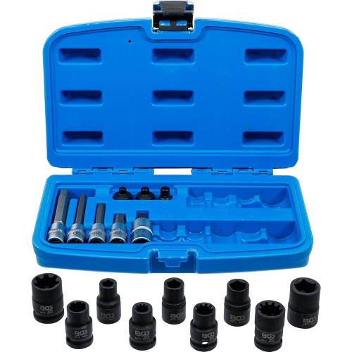 Jeu de Douilles à Embouts et pour Étrier de Frein 17 pcs - Polyvalent et Pratique pour Réparations Mécaniques - D-Work
