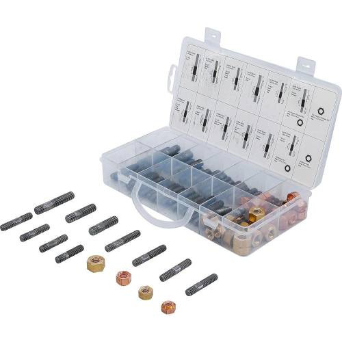 Assortiment d’Écrous et Goujons pour Collecteurs d’Admission et d’Échappement - 100 Pièces - Acier Résistant - Fixation Fi - BGS