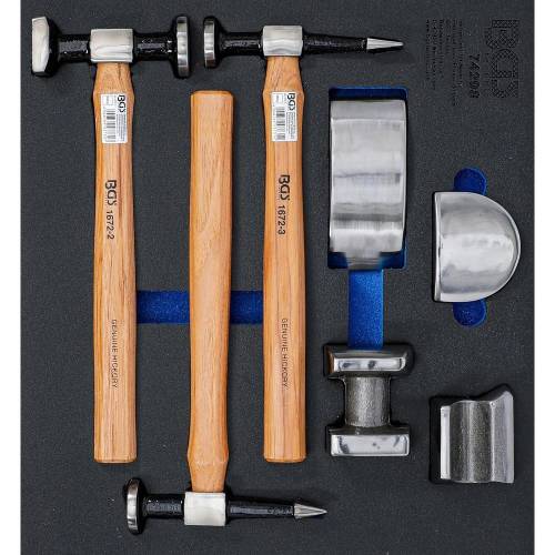 Insert de Servante d'Atelier 2/3 - Mallette 7 pcs de Tas et Marteaux de Carrosserie - Outils Robustesse et Précision - D-Work