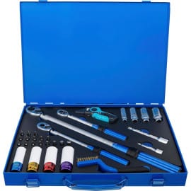 Jeu de Clés Dynamométriques 31 pcs - 6,3 mm (1/4), 10 mm (3/8), 12,5 mm (1/2) - Précision et Fiabilité - D-Work