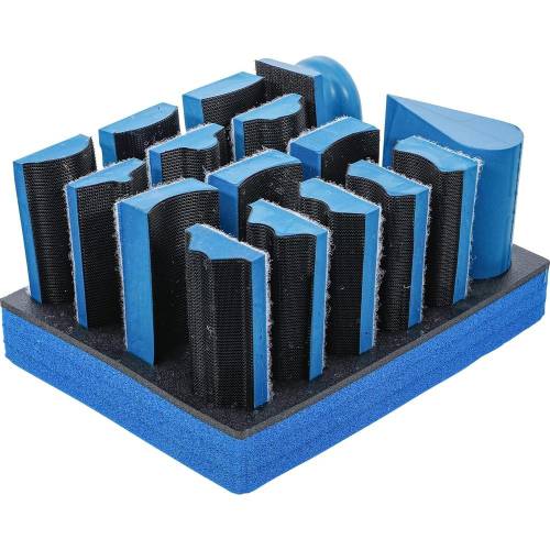 Bloc de Ponçage à Fixation Autoagrippant 16 pcs - 17 x 11.4 x 21.8 cm - Pratique et Efficace pour Ponçage Rapide - D-Work
