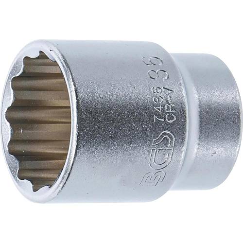 Douille pour Clé 20 mm (3/4 ) - Douze Pans, 36 mm - , Robuste et Précise - BGS