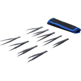 Jeu de 9 Pincettes en Acier Inoxydable - 18,7x6,3x3,1 cm - Précision et Durabilité - - BGS