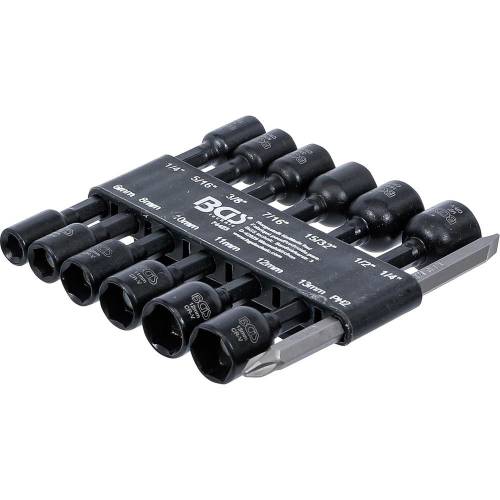 Jeu de Douilles à Choc 14 pcs 1/4\ - 6 à 13 mm, Six Pans - Compatible Perceuses, Résistant et Polyvalent - D-Work