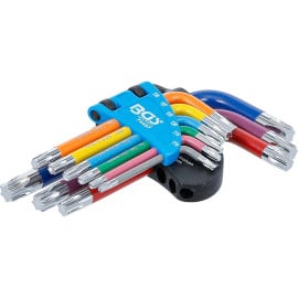 Jeu de Clés Allen Courtes Multicolores - 9 pcs T10 à T50 Profil Torx - Précision et Confort d Utilisation - D-Work