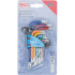 Jeu de Clés Allen Courtes 9 pcs - Profil T Torx T10-T50, Multicolore, Tête Sphérique - Précision et Polyvalence - D-Work