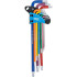 Jeu de Clés Allen Multicolore - 9 pcs Extra Longues T10-T50 - Profil T Torx avec Perçage et Tête Sphérique - Précision - D-Work