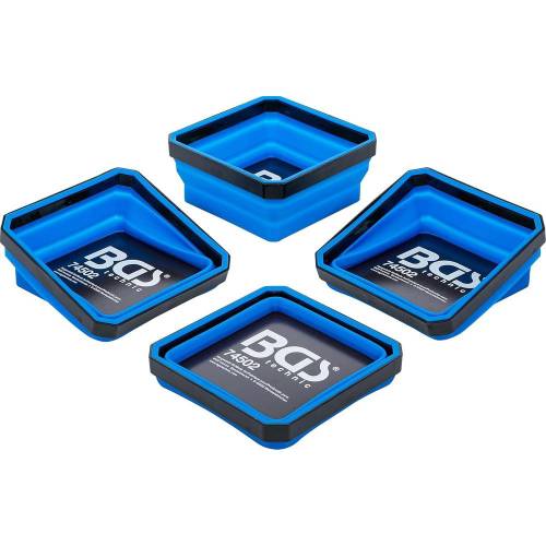Jeu de Coupelles Magnétiques Silicone Pliables 4 pcs - 115 x 115 x 50 mm - Pratique et Résistante - D-Work