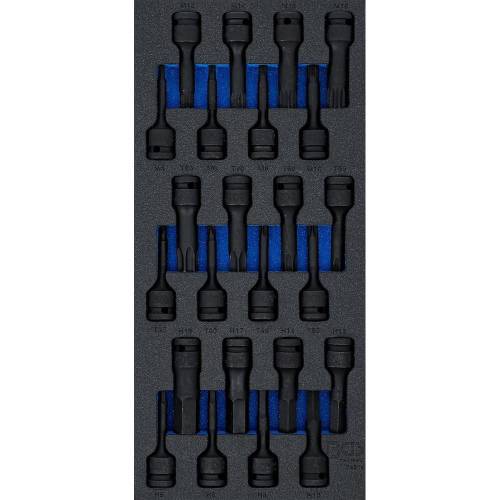 Insert de Servante d'Atelier 1/3 - Jeu de 24 Douilles à Embouts 12,5 mm (1/2) - Puissance et Polyvalence - D-Work