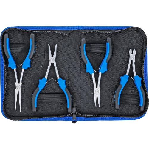 Jeu de Pinces pour Électronique Extralongues 4 pcs - Précision et Accessibilité - Acier, Zones Difficiles - D-Work