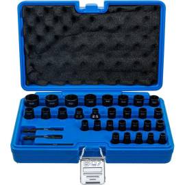 Jeu de Douilles Spiralées et Extracteur de Vis 32 Pièces - 6,3 mm (1/4 ) 10 mm (3/8 ) - Métriques et Pouces - Extraction - BGS