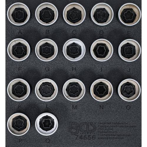 Insert de Servante d Atelier 1/6 - Jeu 17 Pièces Outils Écrous Antivol Land Rover - Résistance et Précision - BGS
