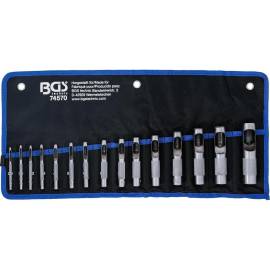 Jeu de Poinçons Creux 2-22 mm - 15 pcs - Acier Durable - Précision et Polyvalence, Plastique - D-Work