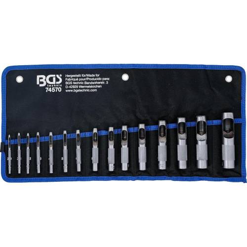 Jeu de Poinçons Creux 2-22 mm - 15 pcs - Acier Durable - Précision et Polyvalence, Plastique - D-Work