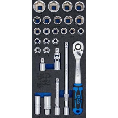 Insert de Servante d Atelier 1/3 - Jeu de Clés à Douilles 27 pcs 12,5 mm (1/2) - Acier Résistant - Polyvalence - D-Work