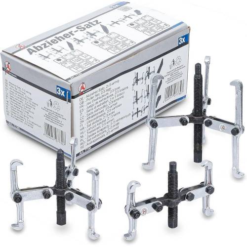 Jeu d Extracteurs 3 pcs - 150/100/75 mm - 2/3 Bras - Extraction Facile et Polyvalente, Acier, Pro - D-Work