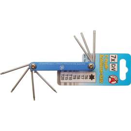 Jeu de Clés Repliables Profil en T Torx T6-T20 - 7 Pièces - Compact et Pratique pour Mécanique - BGS