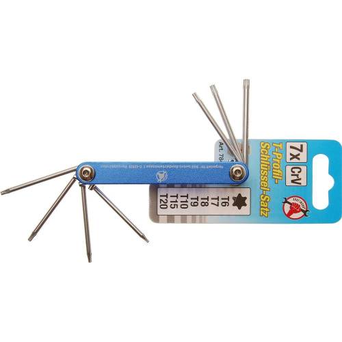 Jeu de Clés Repliables Profil en T Torx T6-T20 - 7 Pièces - Compact et Pratique pour Mécanique - BGS