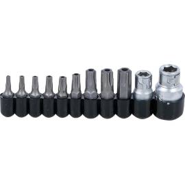 Jeu d’Embouts 11 Pièces - 6,3 mm (1/4 ) et 10 mm (3/8 ) - Profil Torx avec Perçage - Polyvalence et Précision - BGS
