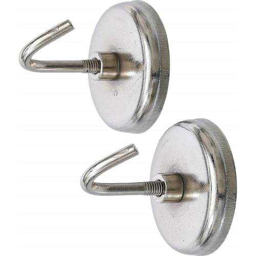 Crochet Magnétique Rond D.35 mm - Lot de 2, Charge 3,5 kg - Fixation Pratique et Solide, 2 pcs - D-Work