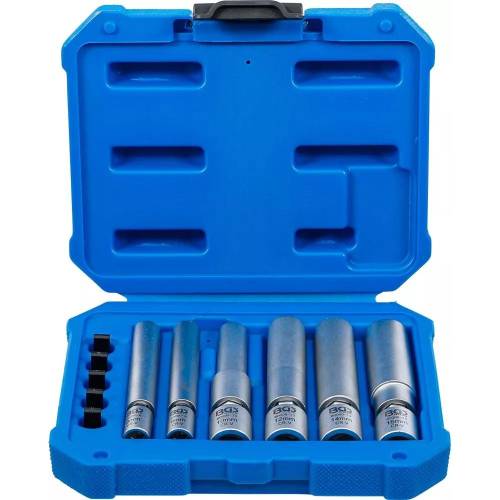 Jeu de Douilles à Cardan pour Bougies de Préchauffage et d'Allumage - 11 pcs 6,3 mm (1/4) et 10 mm (3/8) - Tailles 8-9 - D-Work
