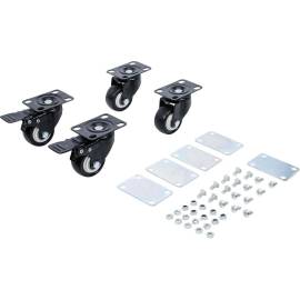 Lot de 4 Roues Pivotantes pour Coffre Système Chariot de Visite - 103 x 102 x 221 mm - Résistantes et Pratiques - D-Work