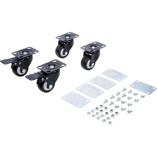 Lot de 4 Roues Pivotantes pour Coffre Système Chariot de Visite - 103 x 102 x 221 mm - Résistantes et Pratiques - D-Work