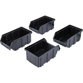 Jeu de 4 Bacs à Bec avec Rail d’Accrochage 19,8x9,8x47,1 cm - Système Mural - Organisation et Gain de Place - BGS