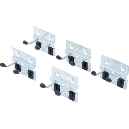 Jeu de Crochets Doubles 5 pcs - 40 mm, Système Mural - Fixation Pratique et Polyvalente - BGS