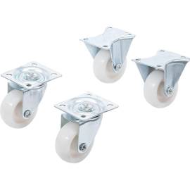 Jeu de 4 Roulettes Fixes et Direction 40 mm - Acier, Polyuréthane - Mobilité Facile et Résistante - BGS