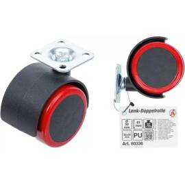 Roue Double Pivotante avec Frein 50 mm - Rouge/Noire - Mobilité et Sécurité - BGS