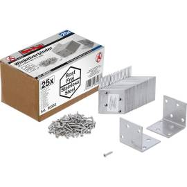 Connecteur d'Angle Inoxydable 40 x 40 x 40 mm - Pack Économie 25 pcs - Résistant et Durable, Acier - D-Work