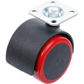 Roue Double Pivotante 50 mm - Rouge/Noire - Mobilité et Robustesse - BGS