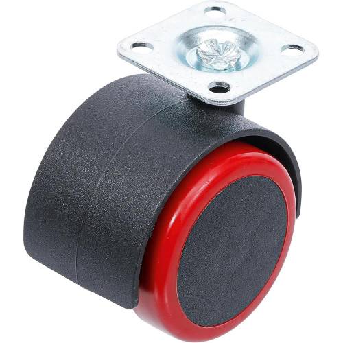 Roue Double Pivotante 50 mm - Rouge/Noire - Mobilité et Robustesse - BGS
