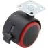 Roue Double Pivotante avec Frein 50 mm - Rouge/Noire - Mobilité et Sécurité - BGS