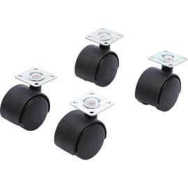 Jeu de 4 Roulettes Doubles de Direction Ø40 mm - Acier, Résistantes et Maniables - BGS