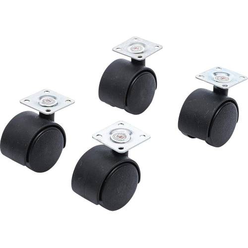 Jeu de 4 Roulettes Doubles de Direction Ø40 mm - Acier, Résistantes et Maniables - BGS