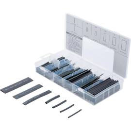 Assortiment de Gaines Thermo-Rétractables Noires 127 pièces - Polyoléfine, Protection et Isolation Électrique - BGS