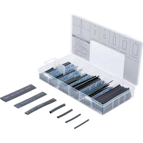 Assortiment de Gaines Thermo-Rétractables Noires 127 pièces - Polyoléfine, Protection et Isolation Électrique - BGS