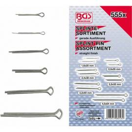 Assortiment de Goupilles Ø1,6-4,0 mm - 555 Pièces - Acier Résistant - Fixation Polyvalente et Durable - BGS
